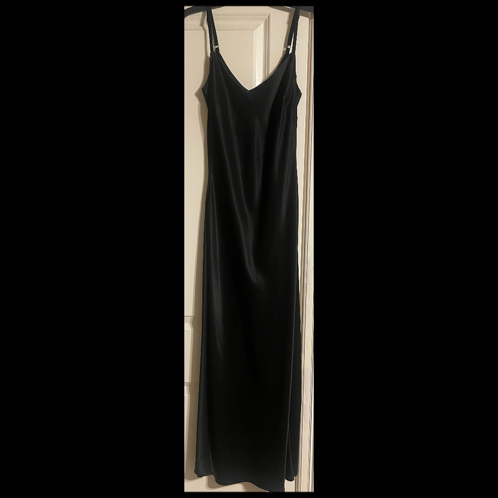 Sanctuary satin sleeveless slip dress gown long black size Small